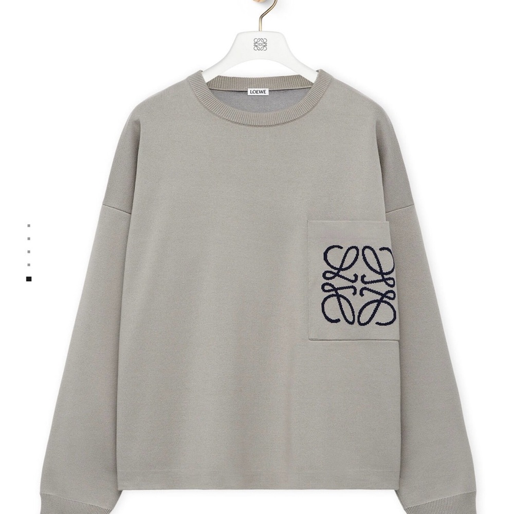 Loewe Grey Unisex Sweater with Logo Pocket